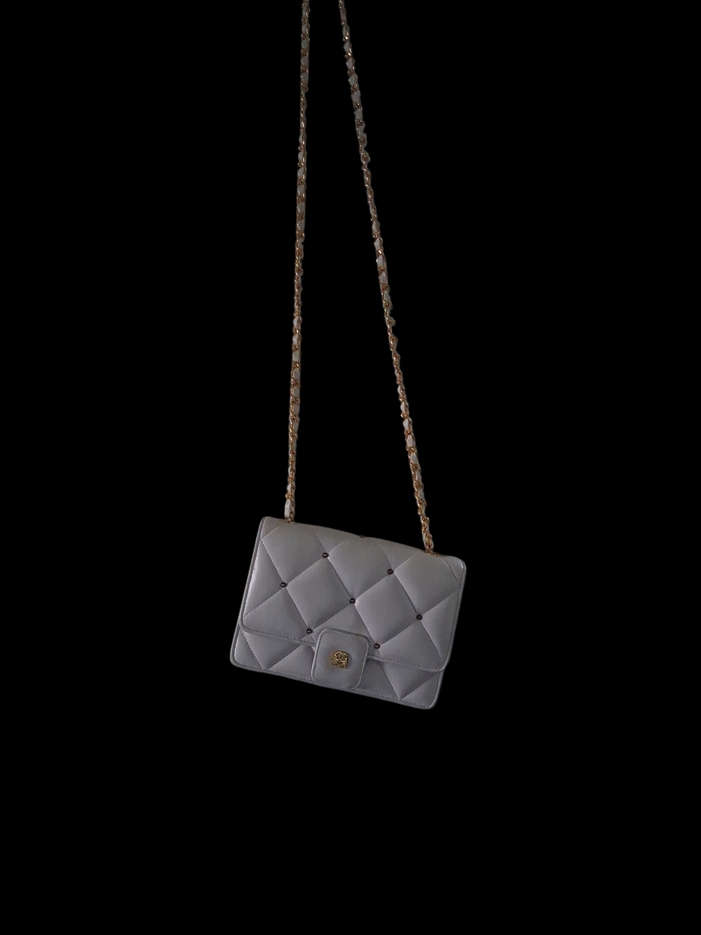 Quilted Mini Chain Shoulder Bag - Gray